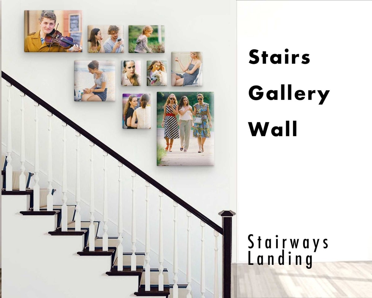 Design a Custom Gallery Wall | Stairs & Landing Theme | True to Scale for Your Wall Space | Professional Design Service - GoldenCollages.com